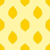 modèle sans couture de citron jaune, dans un style design plat. fruits de citron dessinés à la main sur fond jaune vif, conception répétitive simple. illustration d'été vecteur