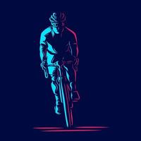 équitation vélo vélo de route vététiste logo d'art en ligne. design coloré avec un fond sombre. illustration vectorielle abstraite. isolé avec fond bleu marine pour t-shirt, affiche, vêtements, merch, vêtements. vecteur