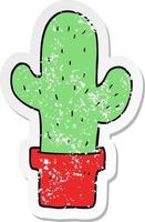 autocollant en détresse d'un cactus de dessin animé vecteur