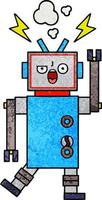 robot cassé de dessin animé de texture grunge rétro vecteur