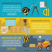 ensemble horizontal de bannière d'outils de construction, style plat vecteur