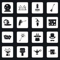 icônes magiques définies vecteur de carrés
