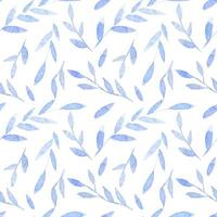 motif harmonieux à l'aquarelle avec des branches bleu clair fond texturé vectoriel peint à la main pour la conception textile ou le papier d'emballage. toile de fond botanique