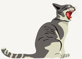 illustration vectorielle de chat gris avec la bouche ouverte. vecteur
