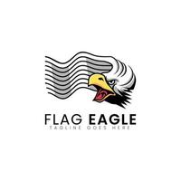 eagle avec forme de drapeau logo vector illustration design