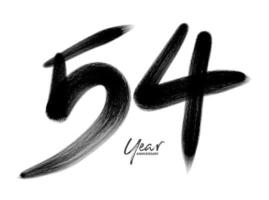 Modèle de vecteur de célébration d'anniversaire de 54 ans, création de logo de 54 ans, 54e anniversaire, numéros de lettrage noir dessin au pinceau croquis dessiné à la main, illustration vectorielle de numéro de conception de logo