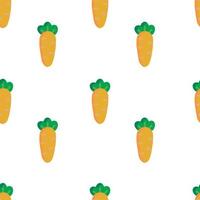 modèle sans couture de dessin animé avec carotte, fond de thème de Pâques, illustration vectorielle de légumes, fond d'écran de nourriture végétalienne saine vecteur