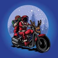 le père noël fait de la moto dans la nuit vecteur