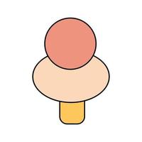 boules de crème glacée dans le cône de gaufre isolé sur fond blanc. icône de contour plat de vecteur. personnage comique en illustration de style dessin animé pour la conception de t-shirt vecteur