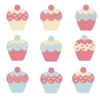 illustration vectorielle cupcake isolée sur fond blanc, clipart cupcake vecteur