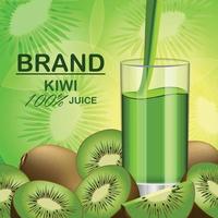 bannière de tranche de nourriture de kiwi, style réaliste vecteur