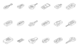 icônes de clé de voiture intelligente définies contour vectoriel