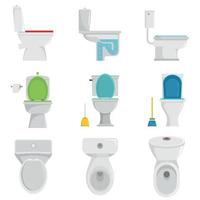 icônes de cuvette de toilette définies vecteur isolé