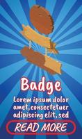 bannière de concept de badge, style isométrique de bande dessinée vecteur