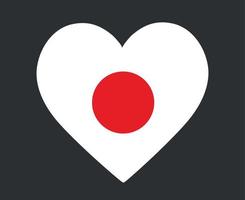 japon drapeau national asie emblème coeur icône illustration vectorielle élément de conception abstraite vecteur