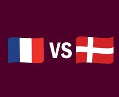 france et danemark drapeau ruban symbole conception europe football final vecteur pays européens équipes de football illustration