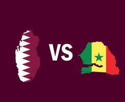 qatar et sénégal carte symbole conception afrique et asie football final vecteur pays africains et asiatiques équipes de football illustration