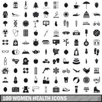 Ensemble d'icônes de santé 100 femmes, style simple vecteur