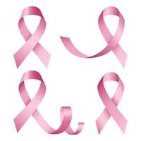 jeu d'icônes de cancer du sein, style réaliste vecteur