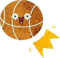 basket ball de dessin animé de style illustration rétro vecteur