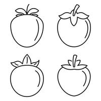 jeu d'icônes de fruits kaki, style de contour vecteur