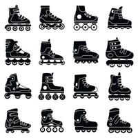 jeu d'icônes de patins à roues alignées de remise en forme, style simple vecteur