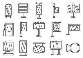 ensemble d'icônes de construction de publicité extérieure, style de contour vecteur