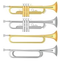 jeu d'icônes de trompette, style réaliste