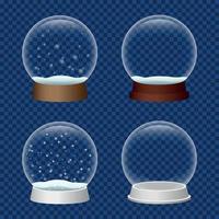 jeu d'icônes snowglobe, style réaliste vecteur