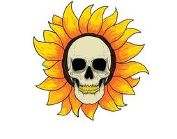 tournesol avec crâne haute illustration détaillée. - pour le merch de vêtements et le logo vecteur