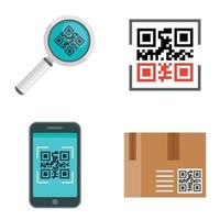 jeu d'icônes de code qr, style plat vecteur