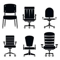 ensemble d'icônes de chaise de bureau, style simple vecteur