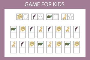 jeu weba pour les enfants, un puzzle avec des images, écrivez le symbole souhaité dans la cellule. vecteur