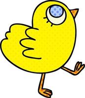 oiseau jaune de dessin animé de style bande dessinée excentrique vecteur