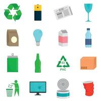 jeu d'icônes de jour de recyclage, style plat
