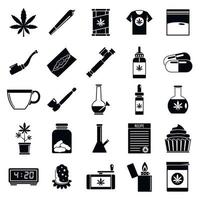 jeu d'icônes de cannabis médical, style simple vecteur