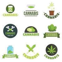 ensemble de logo de plante de cannabis, style plat vecteur