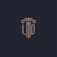 lo monogramme de logo initial avec un design de style pilier pour un cabinet d'avocats et une société de justice vecteur