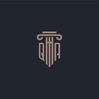 qa monogramme de logo initial avec un design de style pilier pour un cabinet d'avocats et une société de justice vecteur