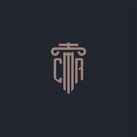 monogramme de logo initial cr avec un design de style pilier pour un cabinet d'avocats et une société de justice vecteur