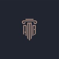 ab monogramme de logo initial avec un design de style pilier pour un cabinet d'avocats et une société de justice vecteur