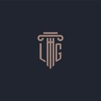 monogramme de logo initial lg avec un design de style pilier pour un cabinet d'avocats et une société de justice vecteur