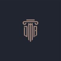 monogramme de logo initial db avec un design de style pilier pour un cabinet d'avocats et une société de justice vecteur