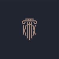 kx monogramme de logo initial avec un design de style pilier pour un cabinet d'avocats et une société de justice vecteur