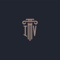 iv monogramme de logo initial avec un design de style pilier pour un cabinet d'avocats et une société de justice vecteur