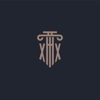 xx monogramme de logo initial avec un design de style pilier pour un cabinet d'avocats et une société de justice vecteur