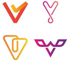 vecteur premium v lettre logo set variations de couleur. belle conception de logo pour l'image de marque de l'entreprise. conception d'identité