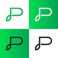 création de logotype lettre p. modèle abstrait de logo d'icône de vecteur vert alphabet p.