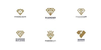 ensemble de modèles de dessins vectoriels logo diamant vecteur