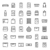ensemble d'icônes de stockage de nourriture à la maison, style de contour vecteur
